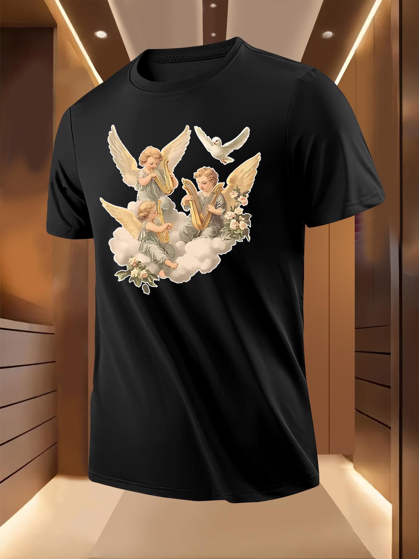 Angel Harp Cloud Print Pattern Tshirt S