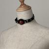 Schwarzes PU-Leder Choker Halsband Verstellbare Länge Halskette Punk Gothic Stil Kurze Kragenkette Accessoire für Frauen