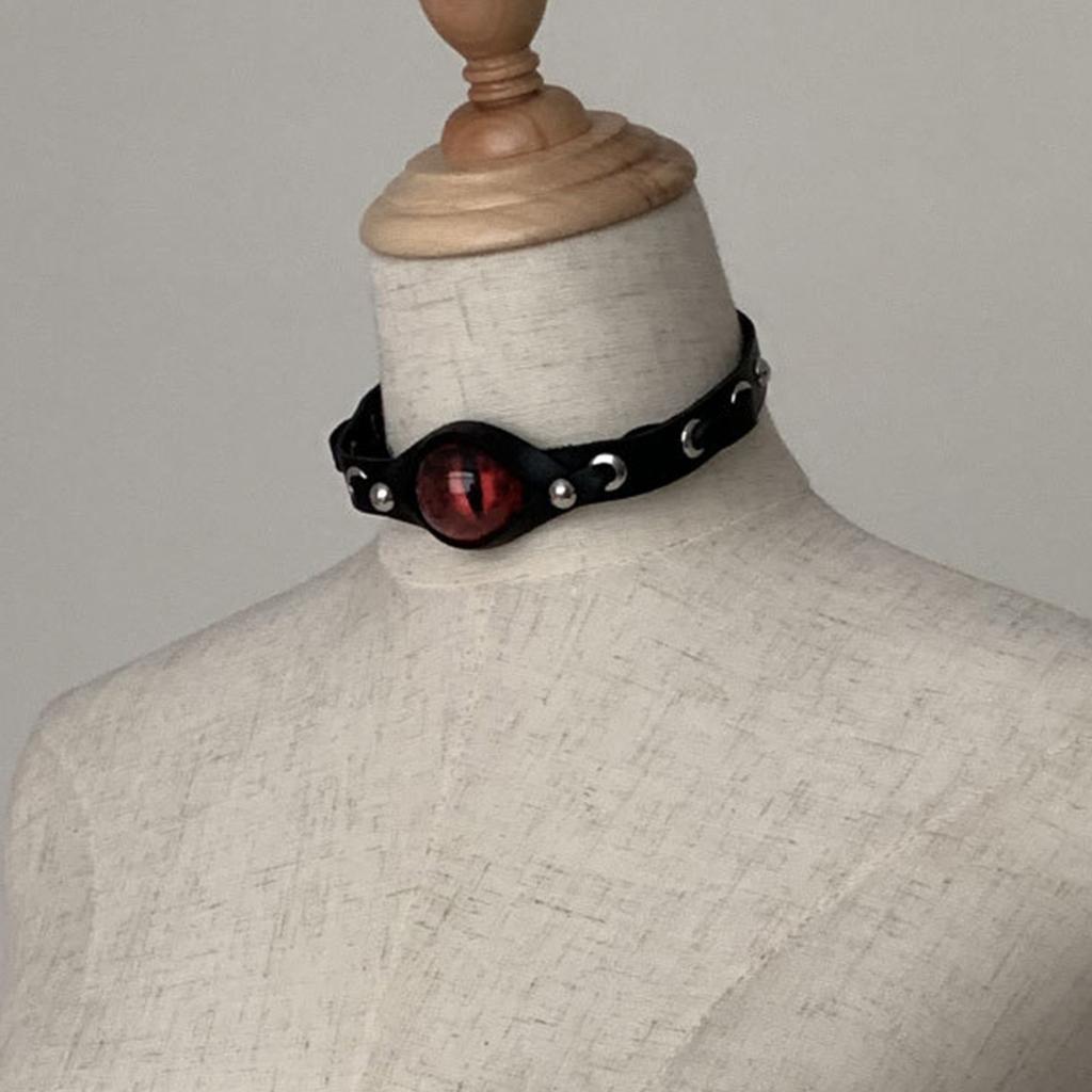 Black PU Leather Choker Necklace Adjustable Length Neckchain Punk Gothic Style Short Collar Chain Accessory for Women