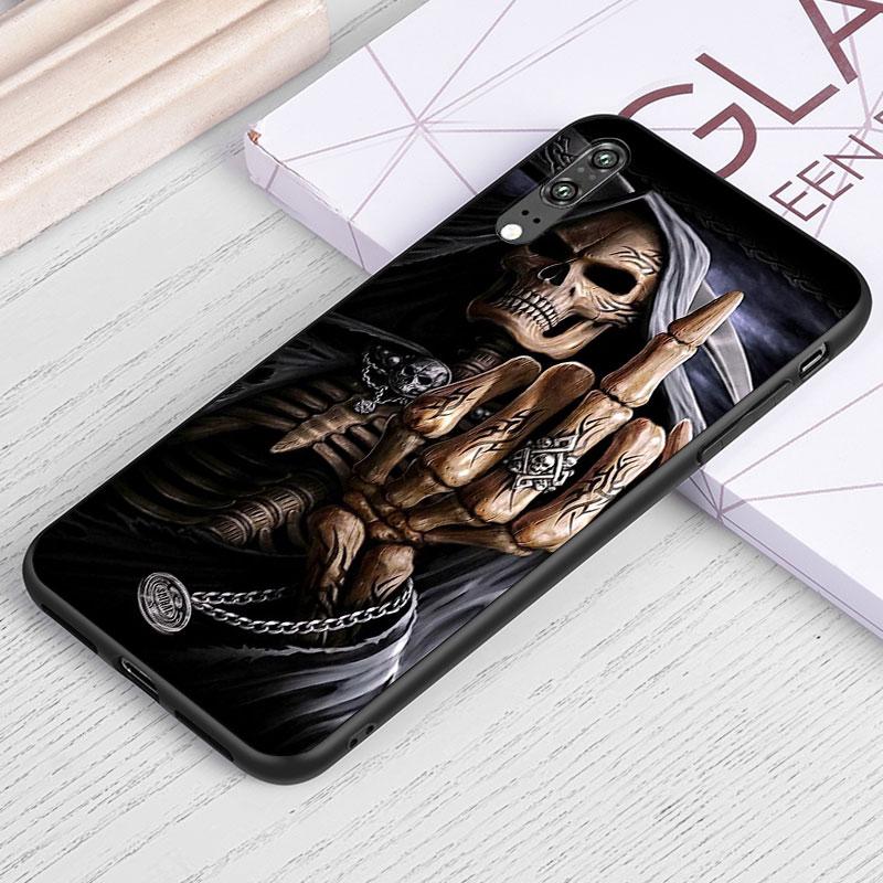 Czaszka Ponurego Żniwiarza Szkielet Dla Samsunga Galaxy A40 S A30 S A2 A20E A20 S A10S A10 E A90 A80 A70 S A60 A50S Czarny Miękki Pokrowiec na Telefon