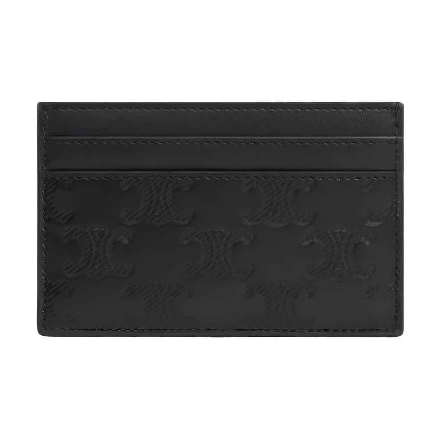 Celine Triomphe Logo Print Design Leather Card Holder Men Accessories Black 10N763FQD-38SI