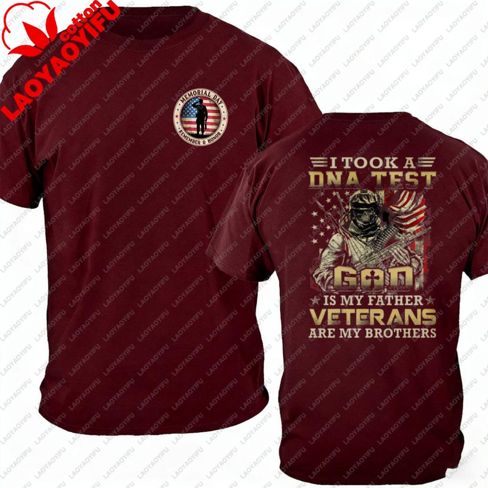 2026 American Flag Christian Veteran Tshirt God Is My Father Print Oversized Heavy Cotton Usa Patriotic Military Streetwear