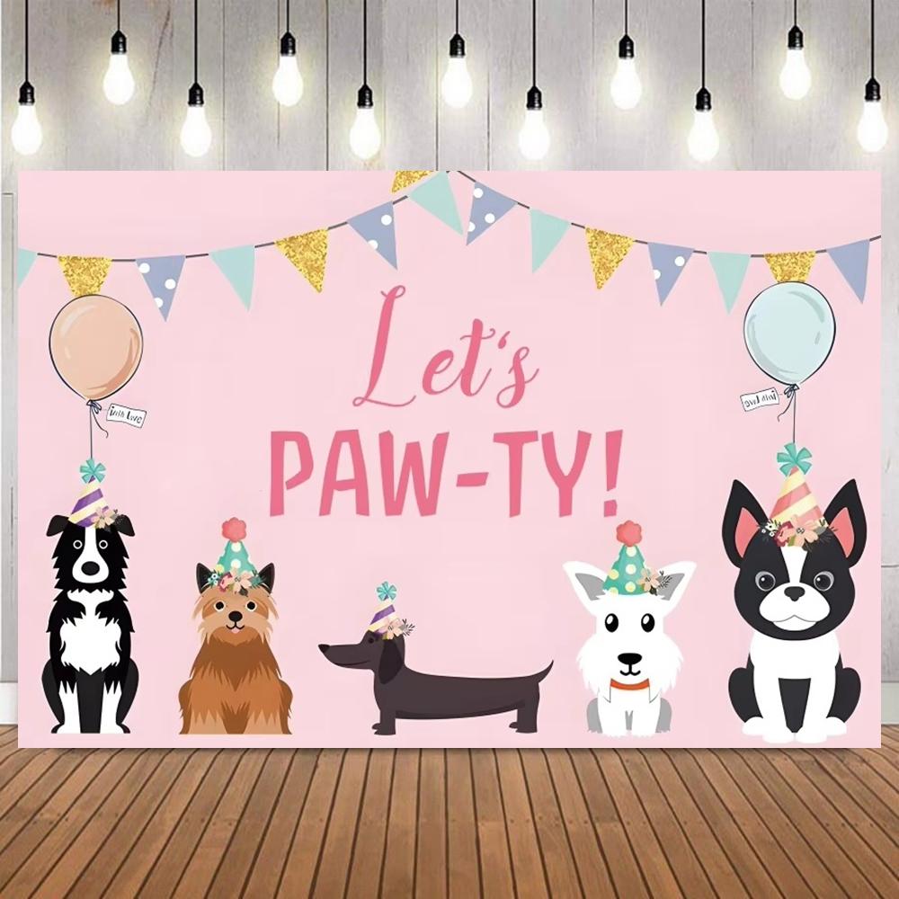 Cartoon Cute Pet Theme Happy Birthday Banner Photography Background Children s Birthday Party Decoration Photography Background Vinyl 75X50cm