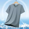 Men's Plus Size Ice Silk V-Neck Short Sleeve Mesh Sports T-Shirt