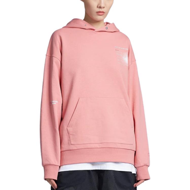Li-Ning Skateboard Series Theme Print Loose Hoodie Pullover Unisex Tops Dusty-Pink AWDR451-4