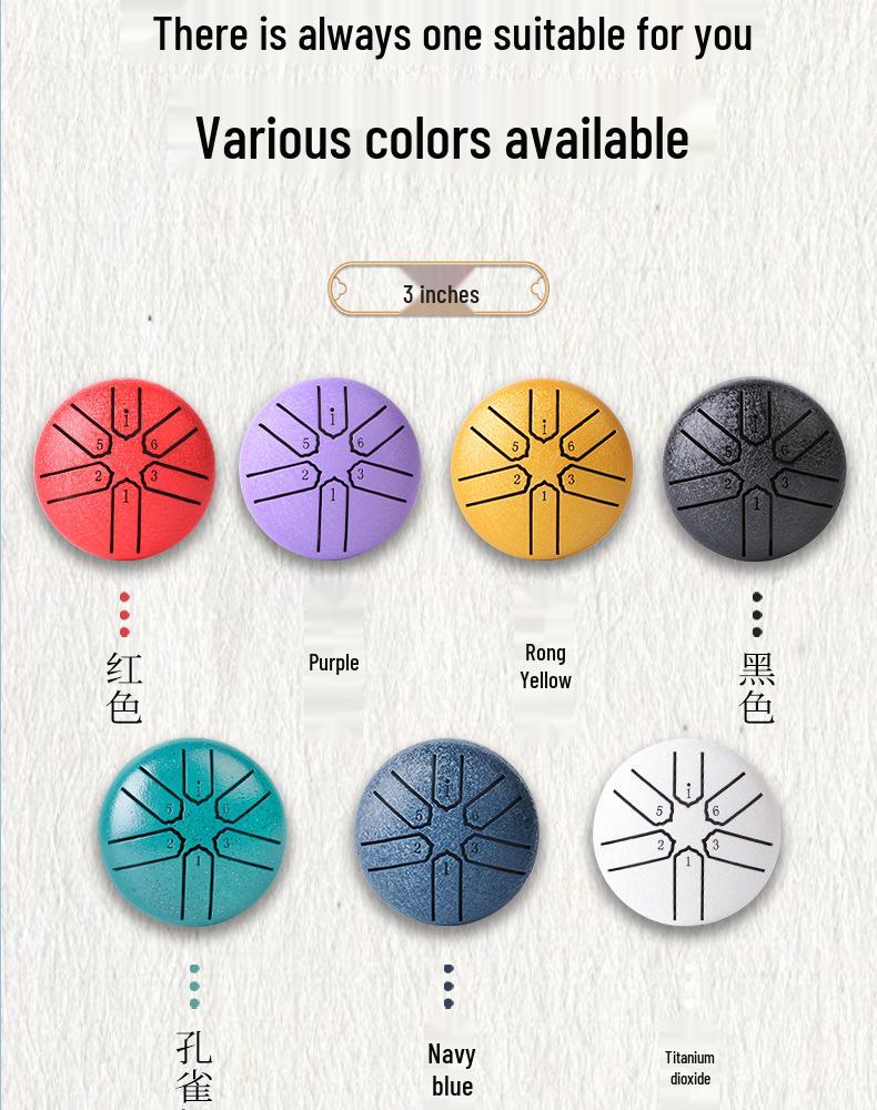 Ethereal Children's Mini Steel Tongue Drum - 3-inch & 4-inch, 8 Tones, Beginner Friendly