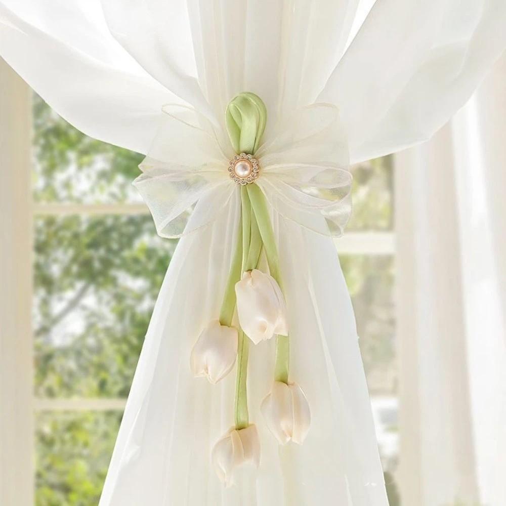 Sweet Style Tulip Ribbon Curtain Tieback Romantic Curtain Binding  Bedroom Enhancement Style 1