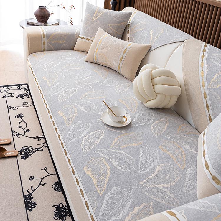 Chenille Sofakissen Universell für alle Jahreszeiten, Neues hochwertiges Sitzkissen in leichtem Luxus, Rutschfester Sofabezug aus Leder, Bezugstoff