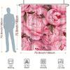 1Pc Pink Peonies Shower Curtain - Full Blooming Flowers & Dark Green Leaves, Polyester, 70.8X70.8", 12 Hooks, Elegant Decor