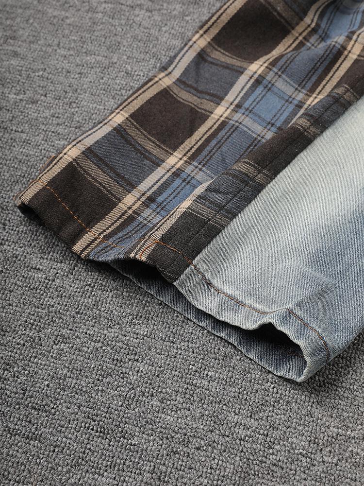 Jeans Patchwork a Quadri Multistile Design Americano con Cintura Rimovibile - Collezione Autunno/Inverno