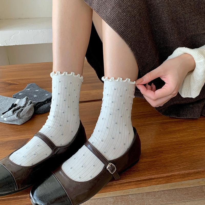 Female Autumn Lovely Bow Boneless Tube Pile Socks