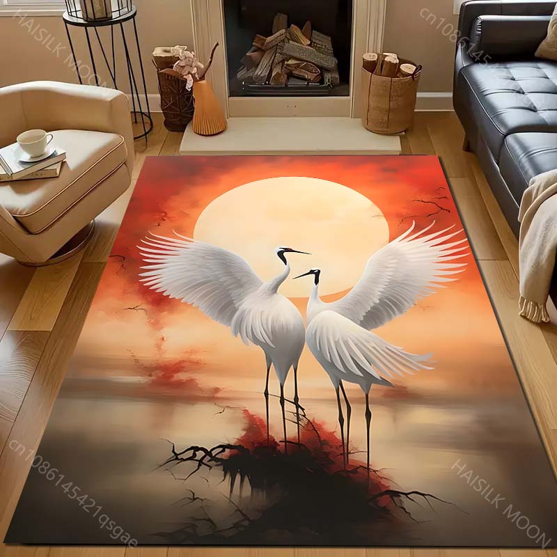 Japan Golden Heron Classical Painting Carpet for Living Room Bedroom Sofa Doormat Decor Sofa Table Area Rug Non-slip Floor Mat