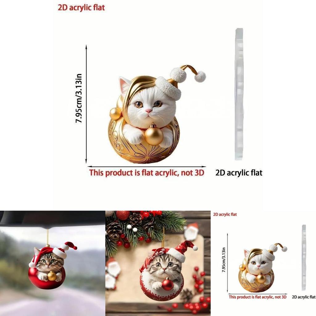 Car Pendant Acrylic Cat Cartoon Theme For Holiday Christmas Decor And Gift