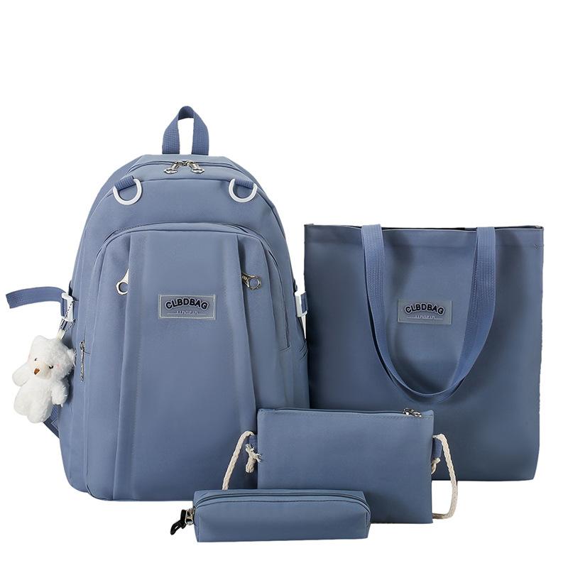 Canvas Student Backpack Fashion College Style Junior High School Campus School Bag Large Capacity Set Backpack Air Cushion Strap