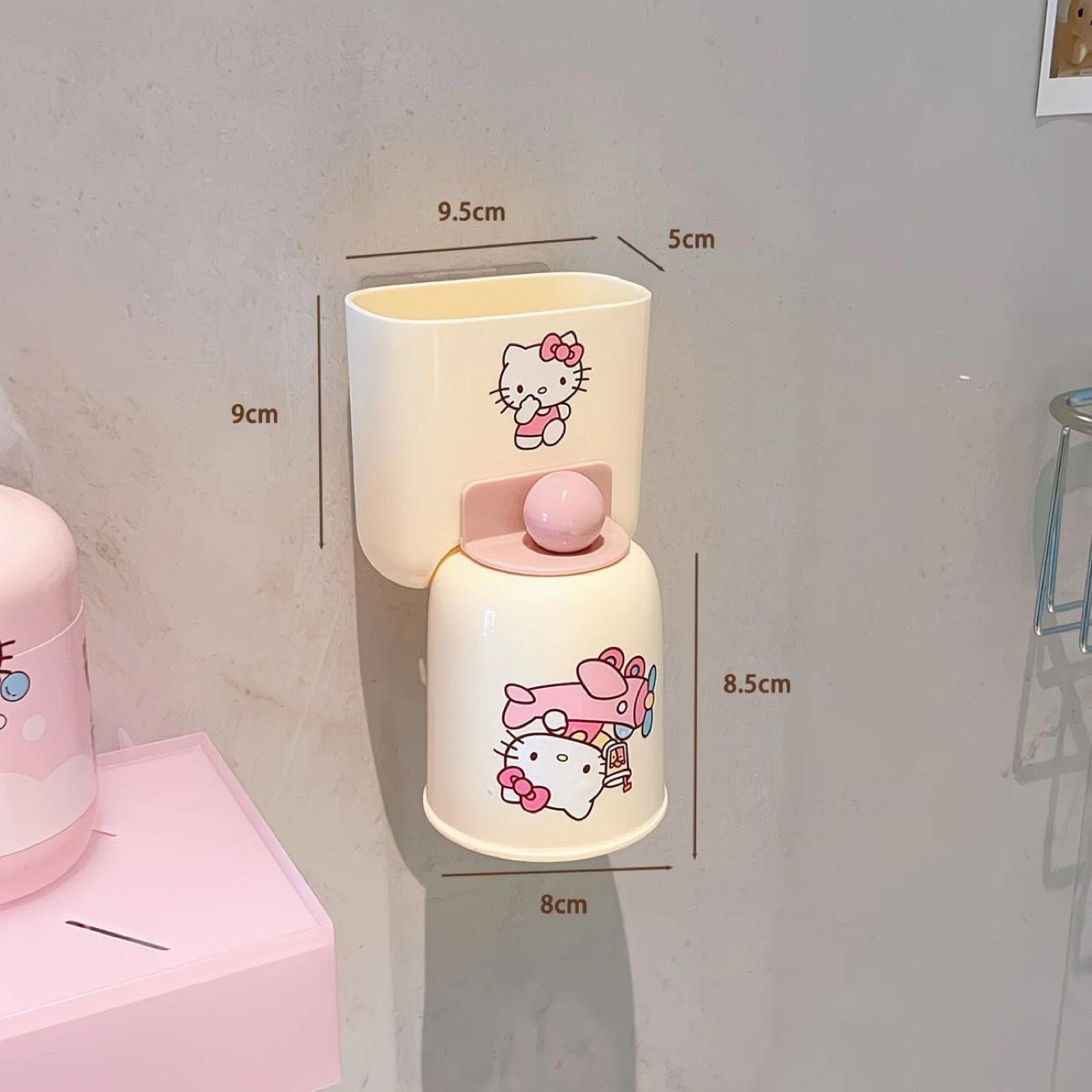 Cartoon Kitten Magnetic Toothbrush Cup Wall Mounted Mouthwash Cup No Punching Shelf Children S Cartoon Wash Storage Box