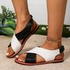 Fashion New Summer Sandals for Women Fashion Round Head Matching Color Metal Buckle Soft Sole Anti-slip Wear-resistant Flat Shoes