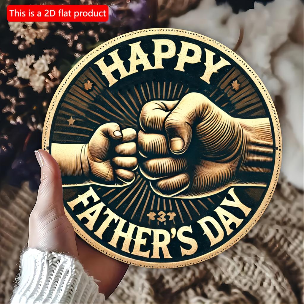 2d Flat 20*20cm, Wooden Happy Father'S Day Vintage Wooden Sign, Round Wall Decor for Home, Farmhouse, Porch and Bedroom, Perfect Holiday Gift