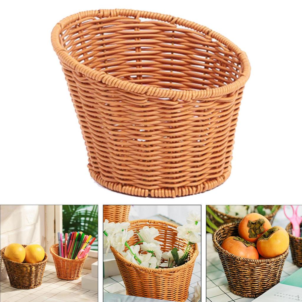 Tkaný kulatý koš Dekorativní drobnosti Zelenina Ovoce Jídlo do skříně Koupelna Domov