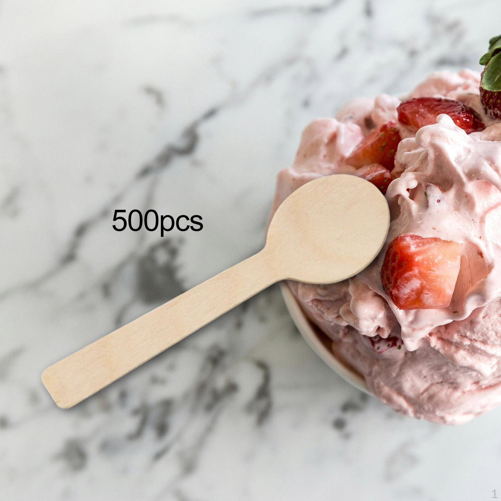 

500 Pieces Disposable Wooden Spoons Cutlery Kitchen Utensils Biodegradable Tableware for Spoon