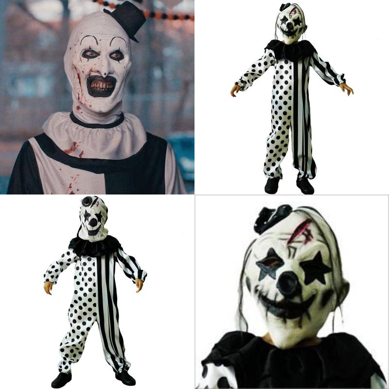 Clown Cosplay Terrifier Clothing Polyester Onesie Mask Halloween Party Costume