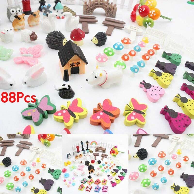 Enchanting 88-piece Miniature Fairy Garden Ornament Set For Creative Diy Projects