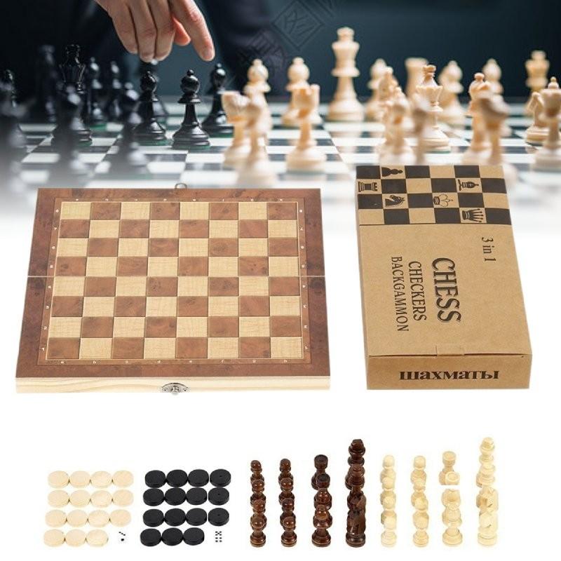 Premium Schachspiel aus Holz mit faltbarem Brett für fesselnde Familien-Spieleabende und Gehirnentwicklung