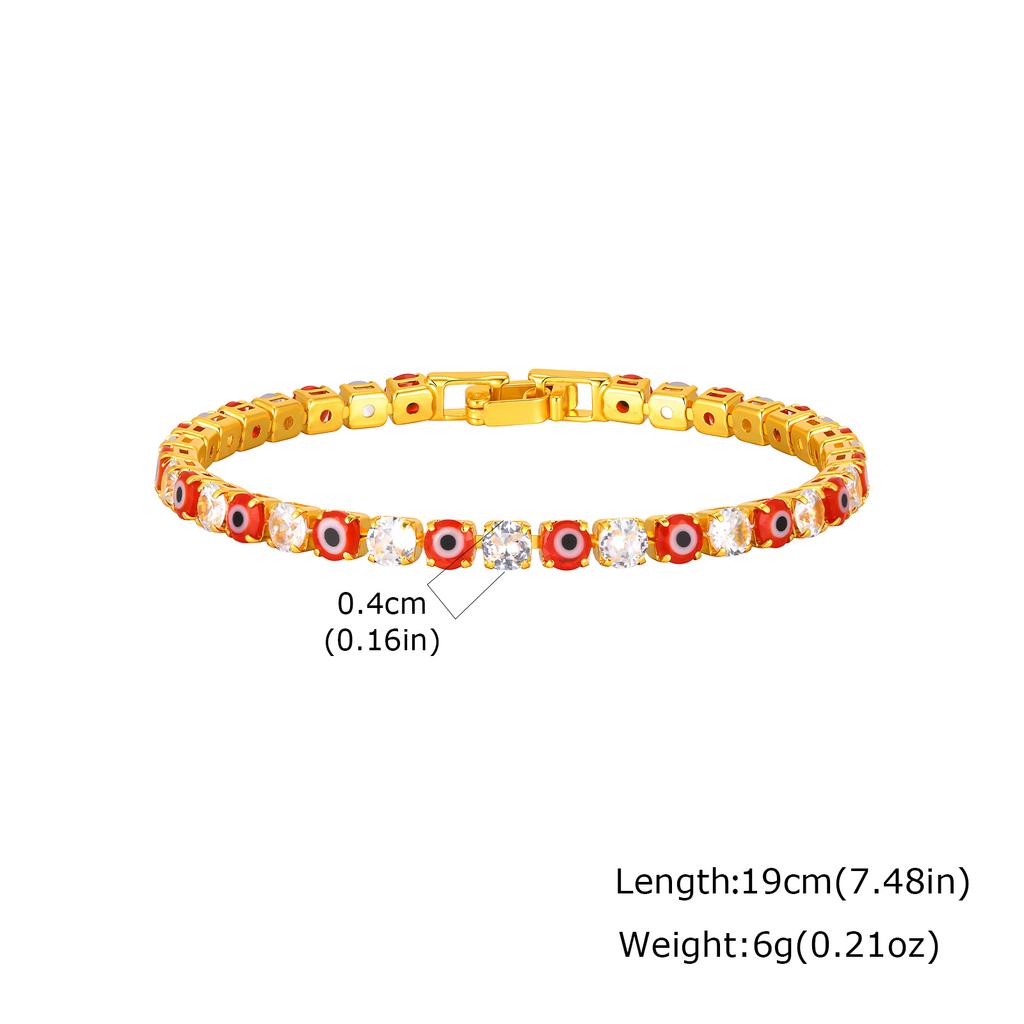 Colorful Crystal Tennis Bracelet For Women Fashion Cubic Zirconia Bracelets Devil's Eye Chain Bracelet Luxury Jewelry Gift