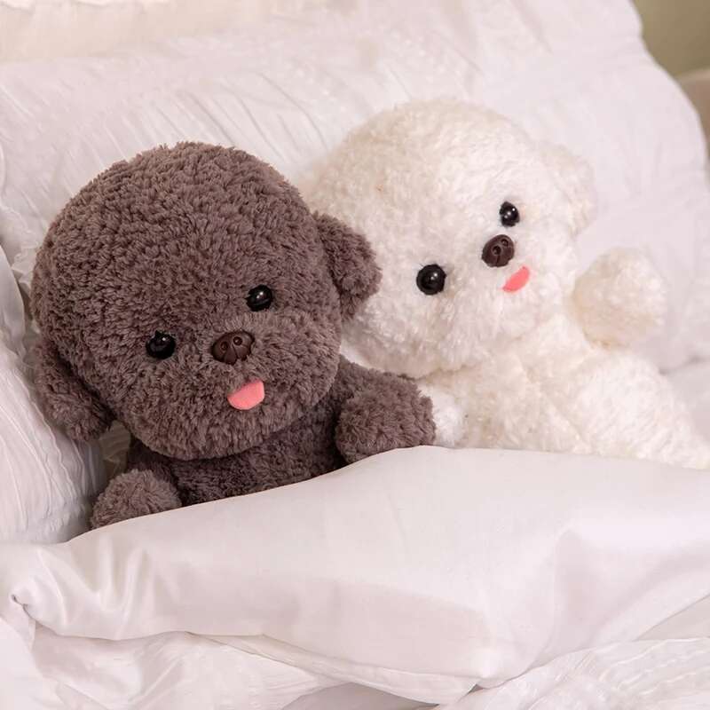 Cartoon Bichon Protruding Tongue Plush Toys Simulation Puppy Kawaii Dog Stuffed Animals Dolls Cute Birthday Present for Children