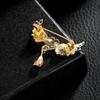 Women Dazzling Wings Heart With Water-Drop Design Crytsal Brooches Beauty Full Rhinestone Paved Golden Lapel Pins For Lady Girls