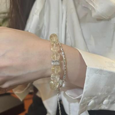 Zitronengelbes Kristallarmband für Damen – Einzelkreis-Schmuck, Girlfriend-Style
