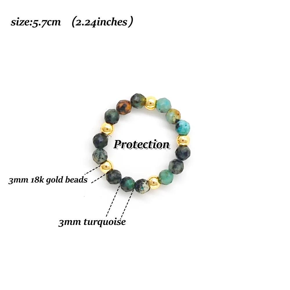 Vlen 18K Gold Plated Triple Stackable Rings Set Adjustable Beaded Jewelry for Women Elegant Elastic Rings Gift for Anniversary