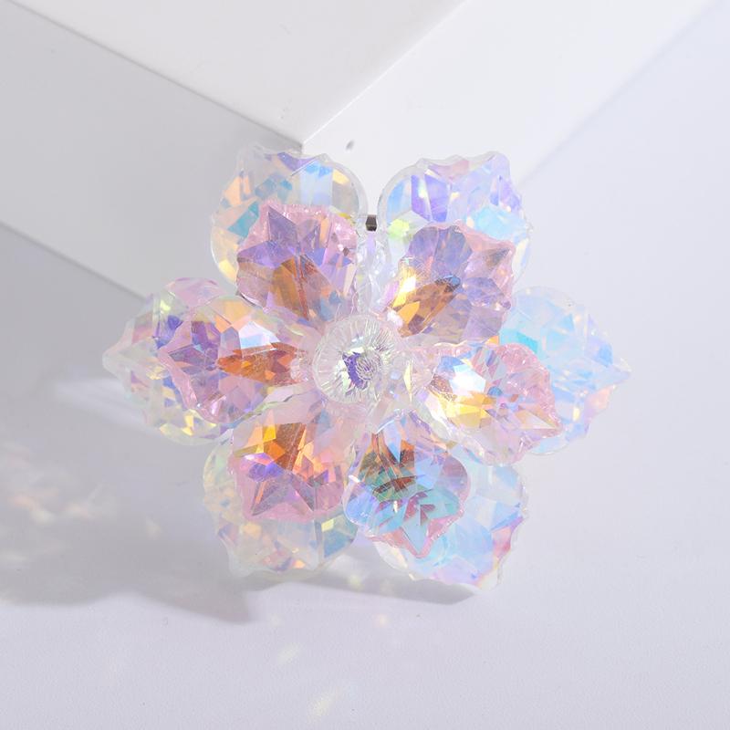 

Броши из блестящего стекла с цветком для женщин, брошь для красоты, офиса, вечеринки, булавка, подарки на Новый год розовый