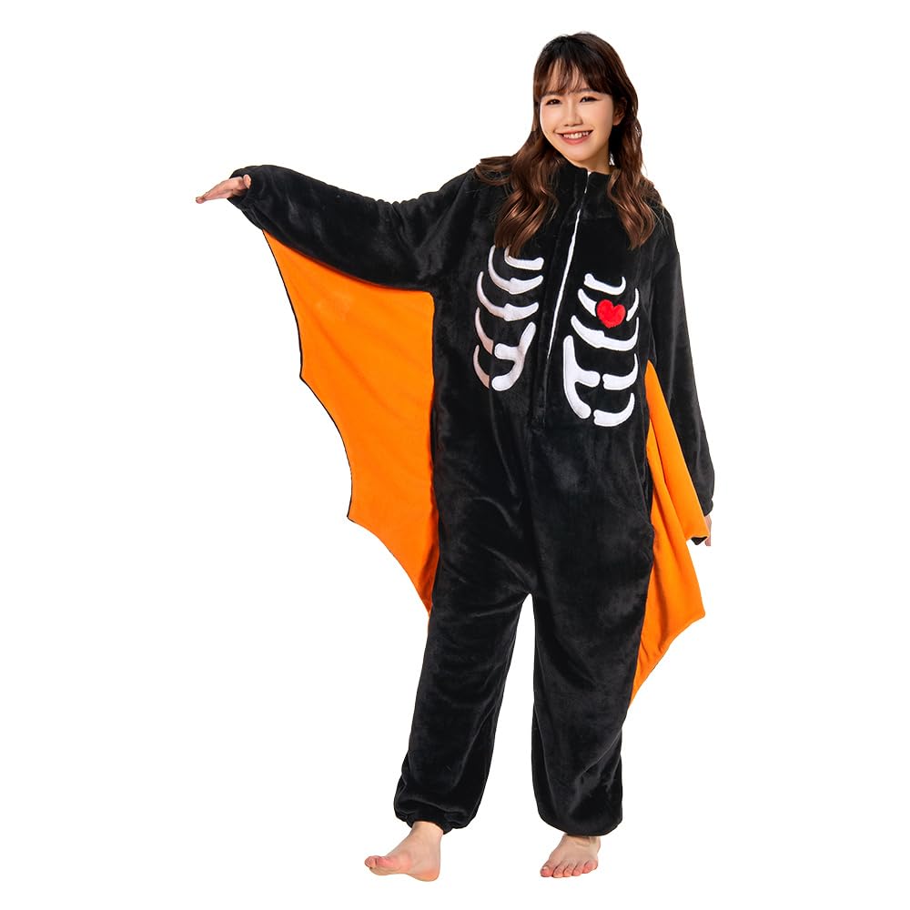OLAOLA Bat Kigurumi Pajamas for Bat Cosplay Halloween Animal Warm and Perfect for Parties and Cold Weather Protection Adults, Costume, Costume,