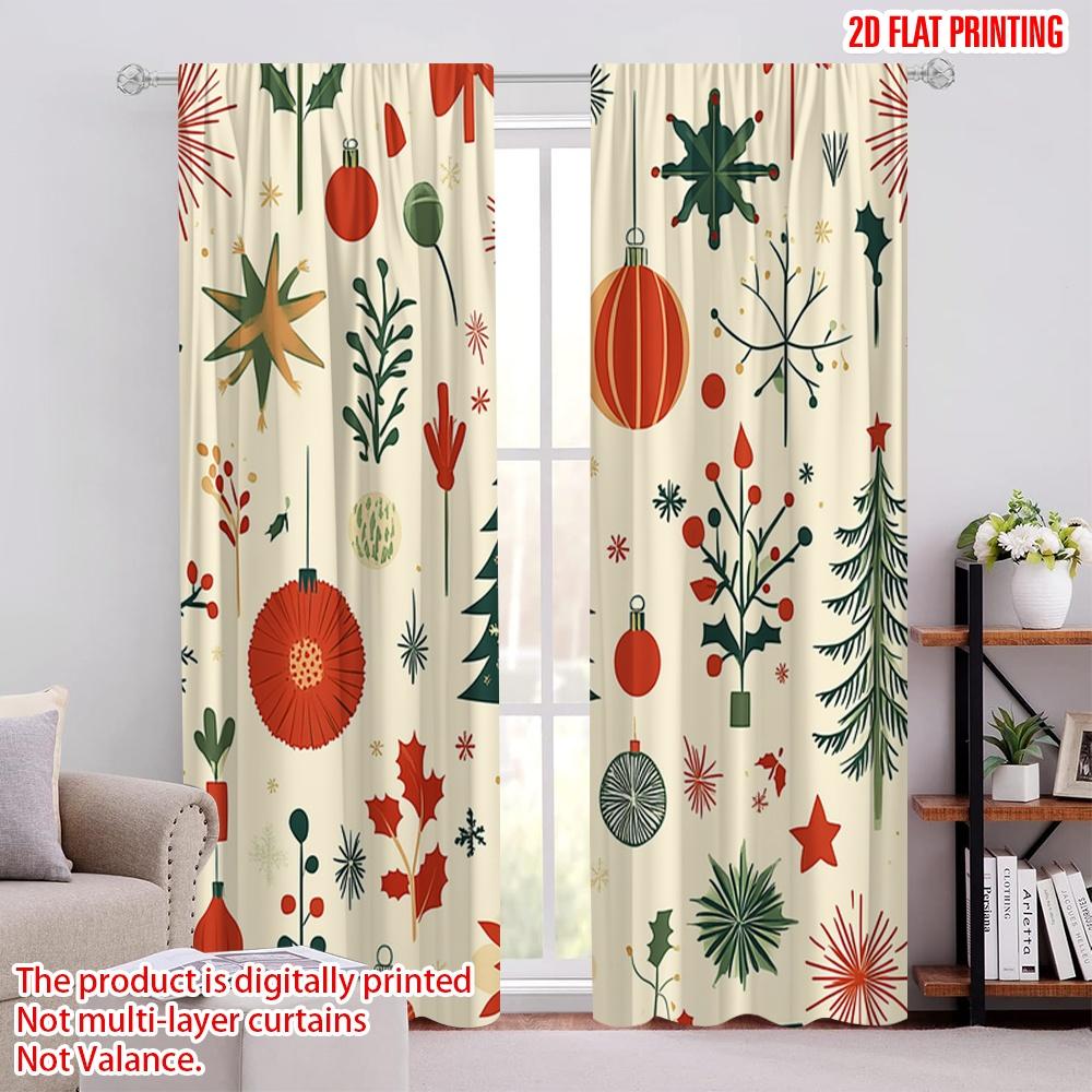 

2pcs,2D plane printing Minimalist Curtains Christmas Ornaments Holiday_b (2) Polyester Woven (without rod) Art Deco Festive 52.50 × 116.00 cm 2 pcs