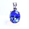 NATURAL Blue Sapphire 18 Ct CERTIFIED 925 Sterling Silver Oval Gemstone Pendant