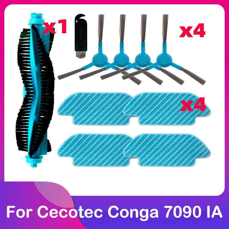 Fit For Cecotec Conga 7090 IA Robot Vacuum Cleaner Replacement Spare Part Accessories Main Brush Roller Side Brush Mop Cloth Rag