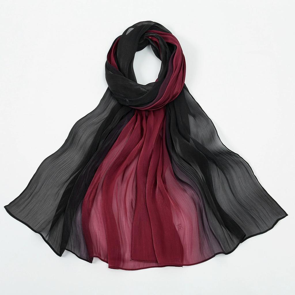 Gradient Wrinkled Satin Silk Hijab Scarf Solid Shawl Women Muslim Hijab Premium Yarn Scarf Islam Turban Ramadan