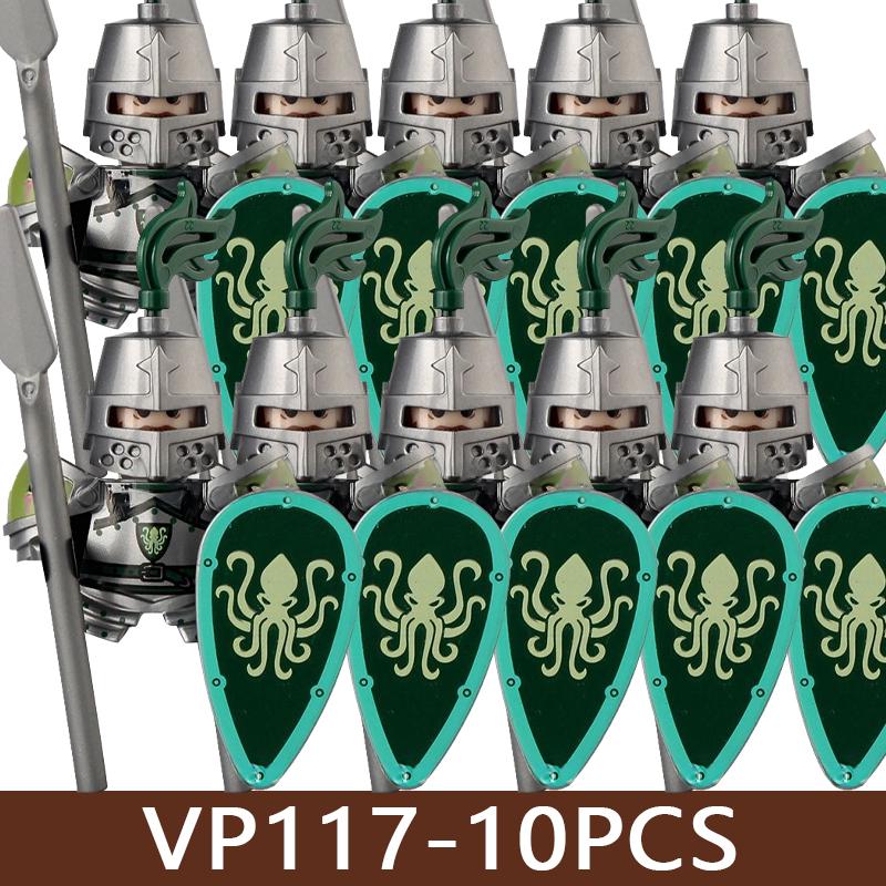 Medeltida Slottssoldat Figurer Byggklossar Militär Armé Riddare Romersk Krigare Infanteri Milis Orcher Tillbehör Klossar Leksaker
