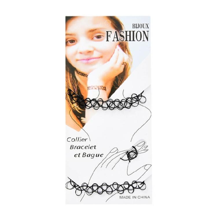 

Набор из 3 предметов: Татуировки Браслет Ожерелье Кольцо для Подростков Девочек Детей Подвеска Шарм Бижутерия 1