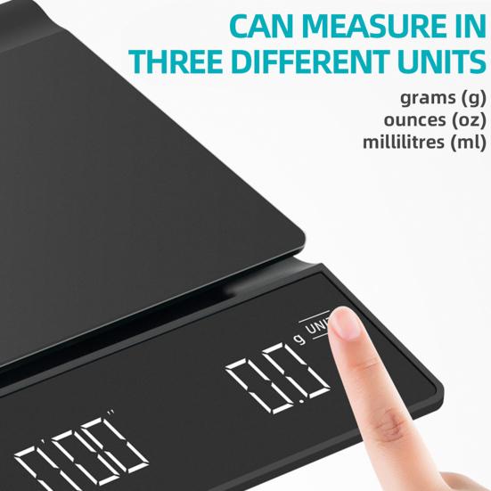 Mini Coffee Scale with Timer 0.1G/3Kg 3 Units High Precision LCD Display
