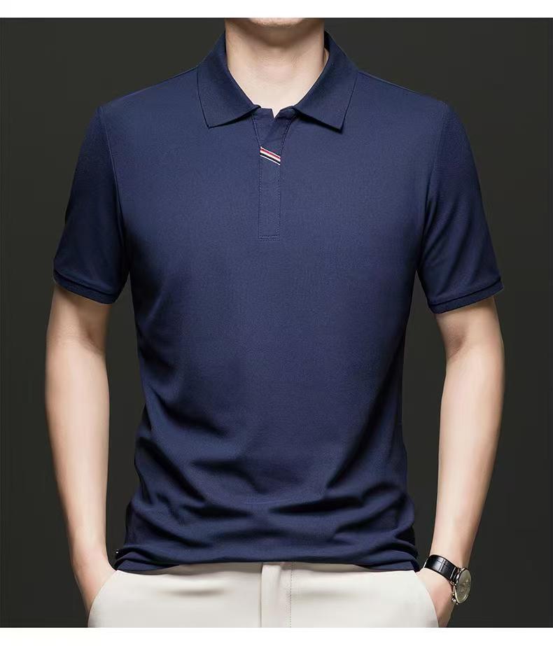 Machine Washable High-End Counter Quality Solid Color Short-Sleeved Knitted T-Shirt Polo Shirt High-End Feeling