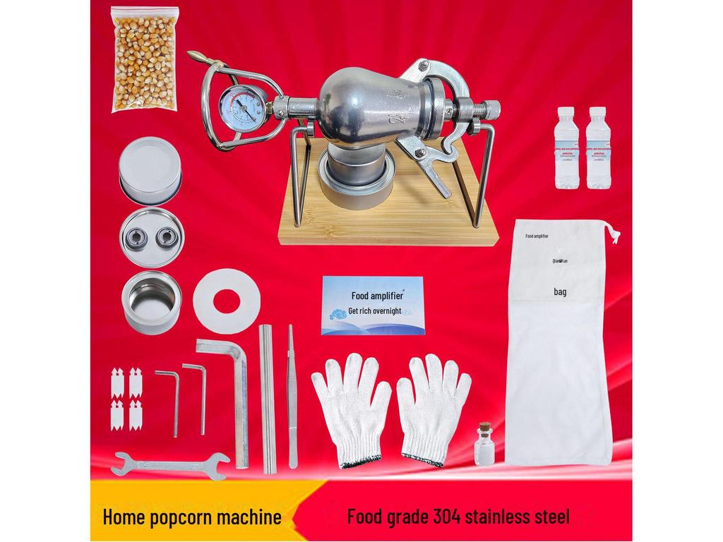 Hand-Cranked 304 Stainless Steel Popcorn Maker - Gourd-Shaped Pressure Cooker