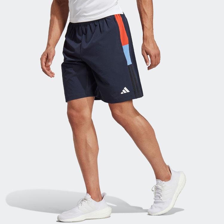 Adidas Logo Print Drawstring Elastic Mid Waist Straight Casual Shorts Men shorts Legendary-Ink-Blue IN5059