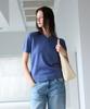 SHINE ON YOU Linen Cotton V-Neck Short Sleeve Knit - Denim