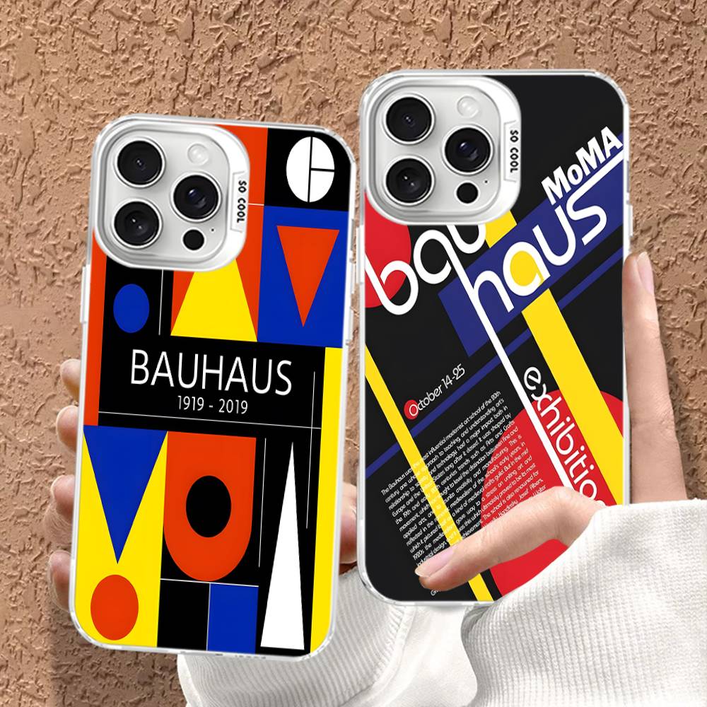 Abstract B-Bauhaus Geometric Art Phone Case For IPhone 16 15 14 13 12 11 17 Pro MAX Plus Pro Matte Shockproof Cover