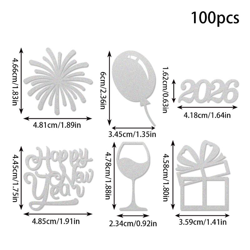 

100Pcs/Set Happy 2026 Year Confetti Golden Onion Paper Diy Throwing Confetti Holiday Desktop Decoration срібний