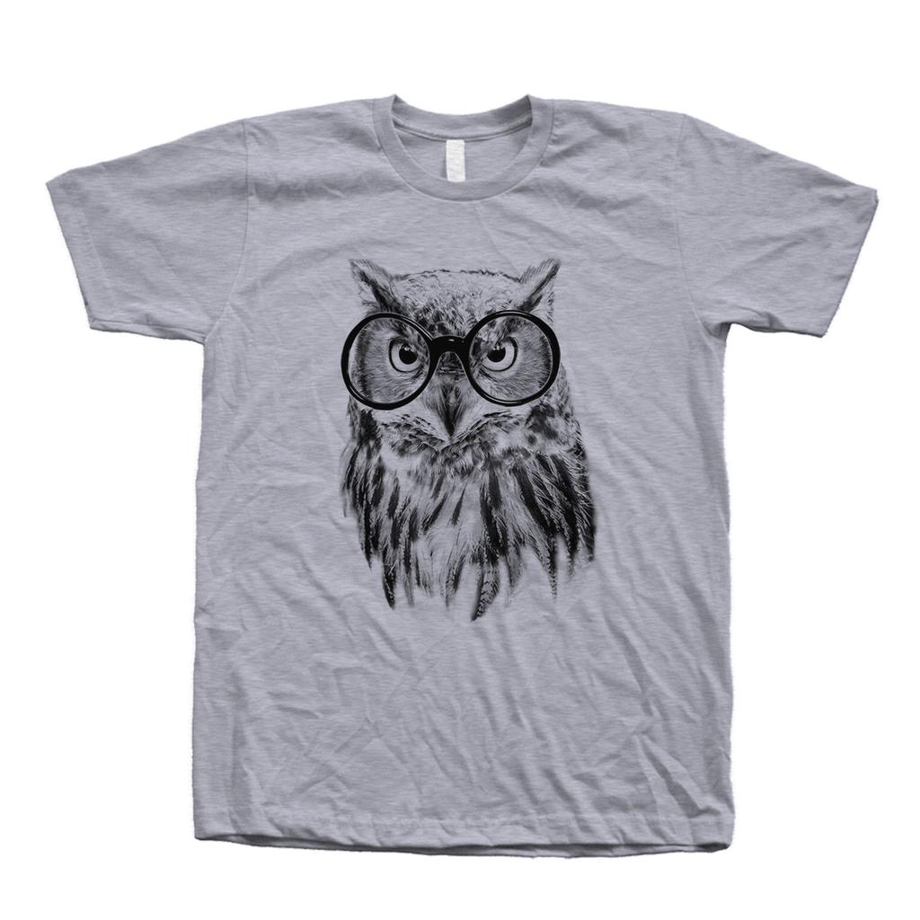 Owl with Glasses TShirt Unisexs Clothing Unisexs Crew Neck Nature Animal T Shirt Highquality Summer Streetwear