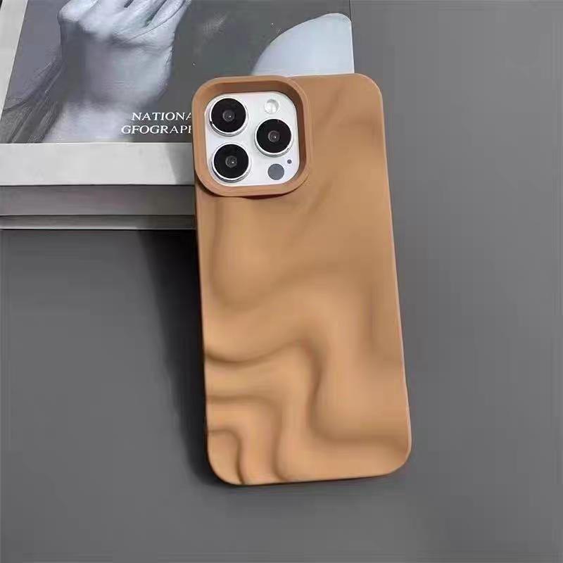 Jednobarevné pouzdro kompatibilní pro iPhone 7Plus 16 13 15 11 14 12 Pro Max X XS XR Max 6 8 6s Plus SE 3D nepravidelný vlnový kryt
