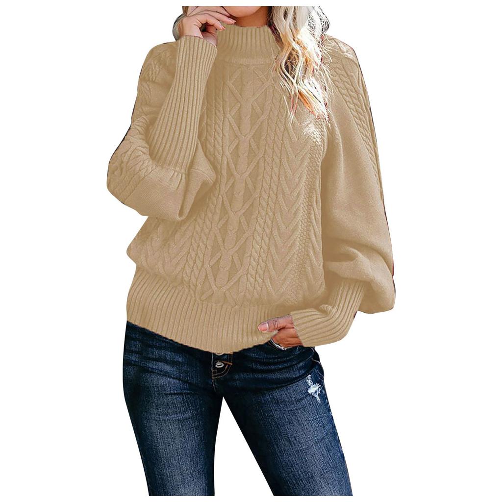 Women's Fashion Casual Solid Color Sweater Set Head Round Neck Warm Long-sleeved Sweater