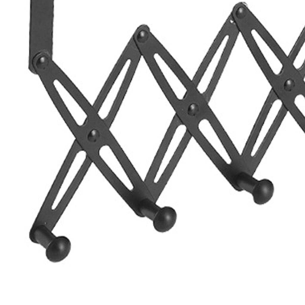 Cârlige Peste Ușă Extensibil Oțel Inoxidabil Raft Haine Paltoane pentru Dormitor Interior 6 Umerase Negru